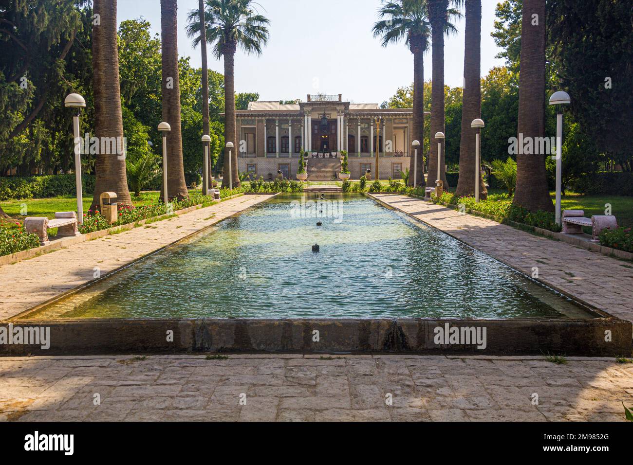 Royal Palace in Afif-Abad (Gulshan) garden in Shiraz, Iran Stock Photo