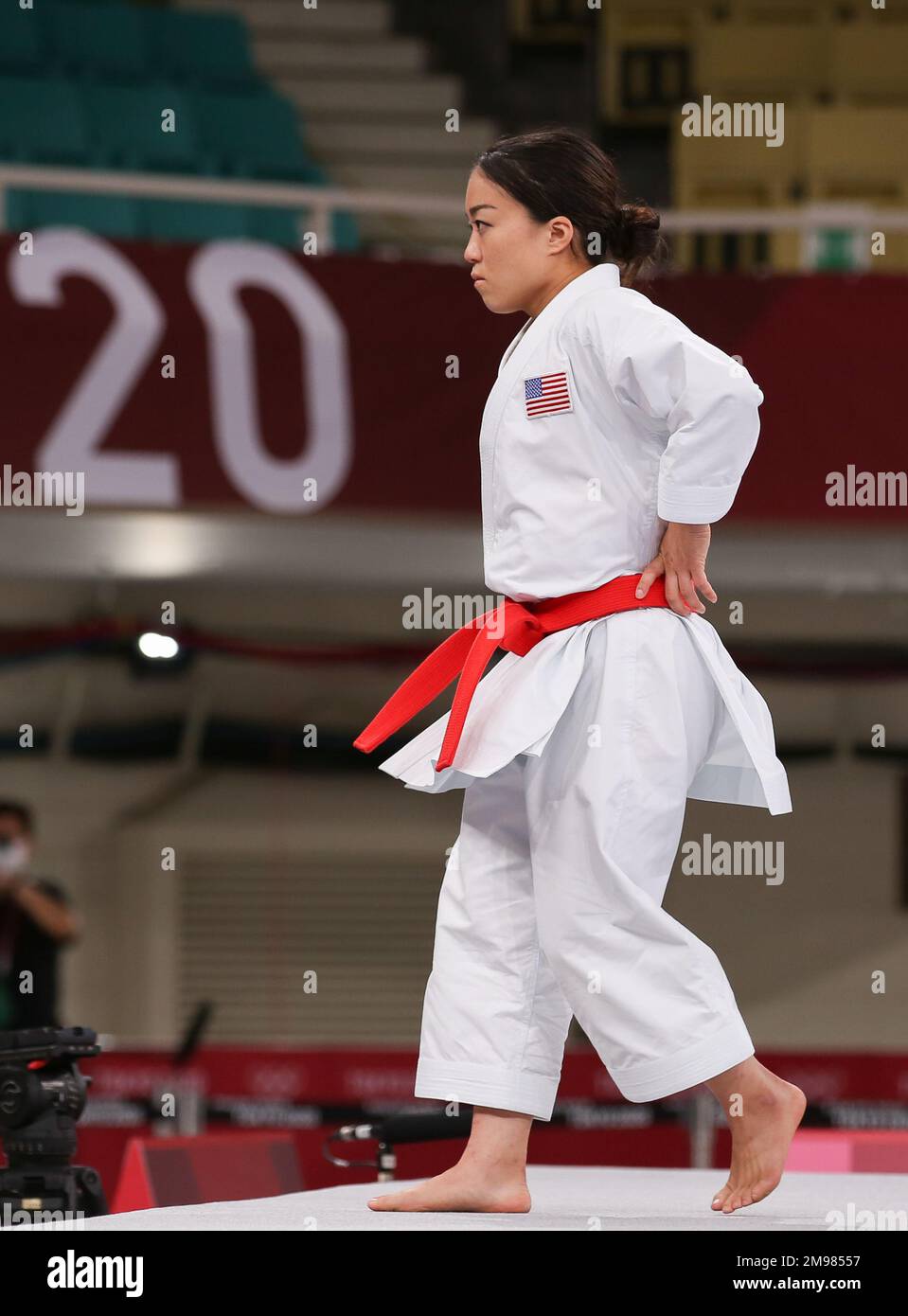 AUG 5, 2021 - TOKYO, JAPAN: Sakura KOKUMAI of United States competes in the Women's Kata Elimination Round at the Tokyo 2020 Olympic Games (Photo by Mickael Chavet/RX) Stock Photo