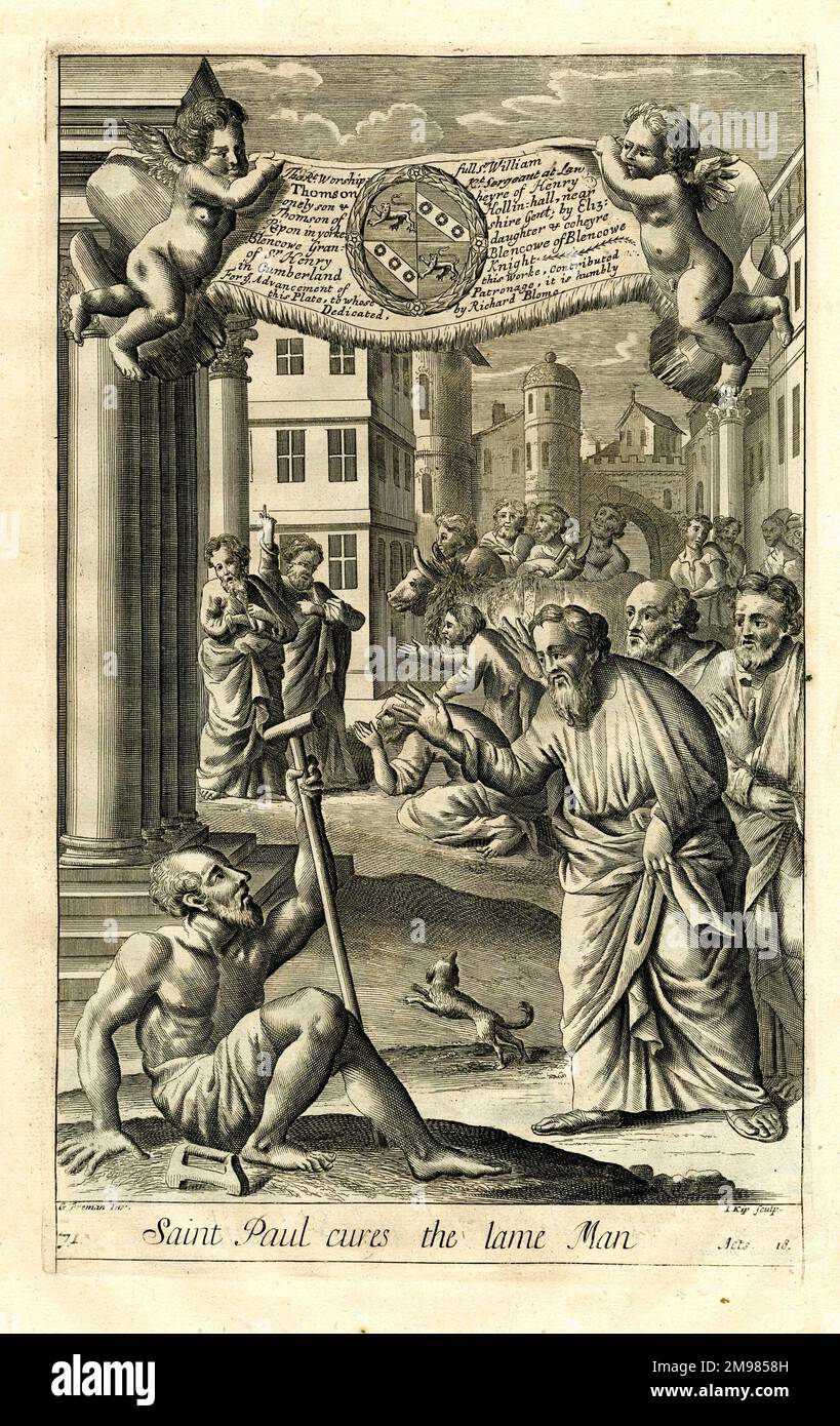 St Paul cures the lame man - Acts 18. Stock Photo