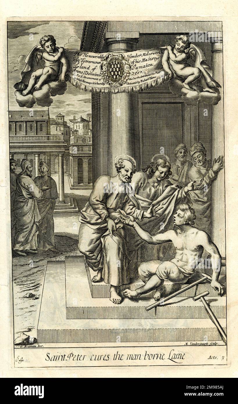 St Peter cures the man born lame - Acts 3. Stock Photo