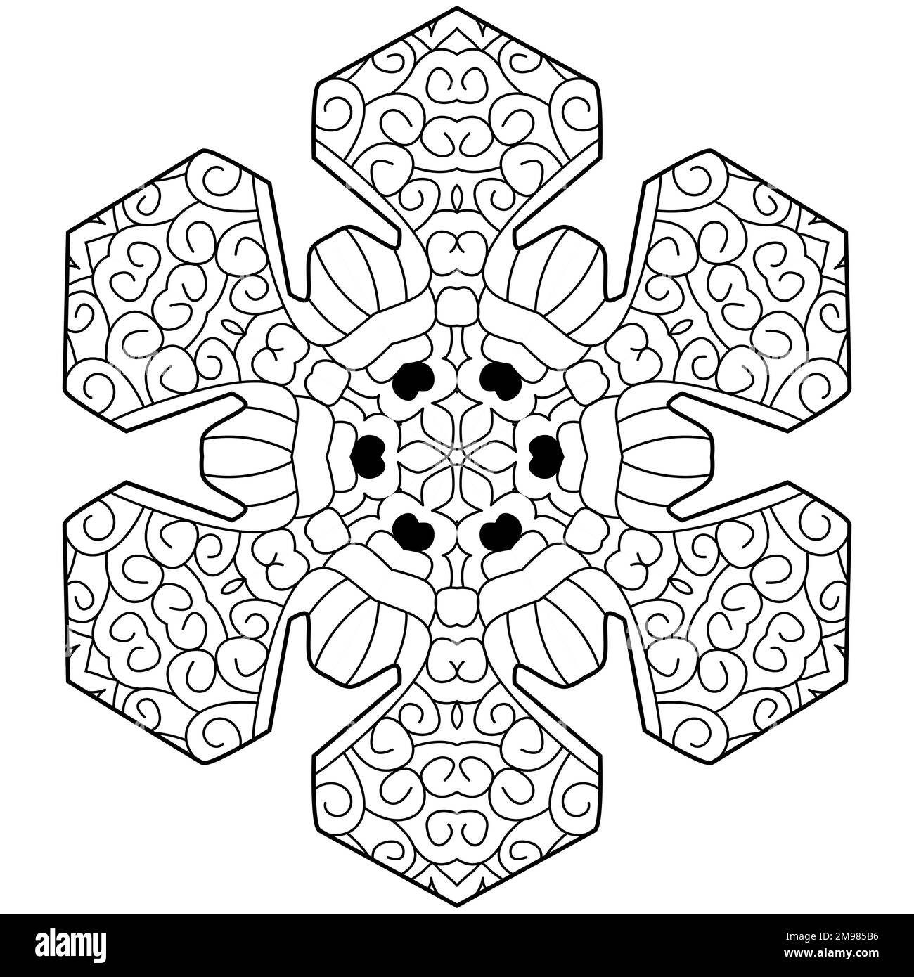Snowflake winter icon silhouette on white background for coloring Stock ...