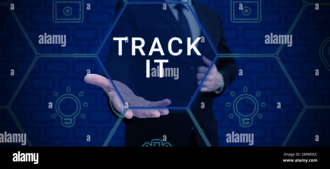 Text caption presenting Track It, Word for term used to convey ...