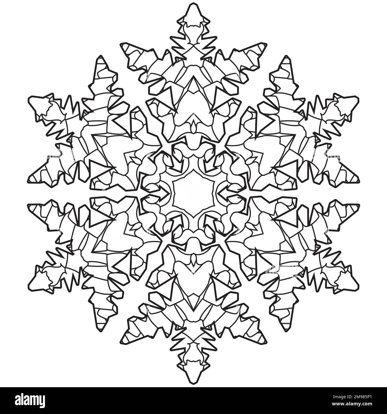 Snowflake winter icon silhouette on white background for coloring Stock ...