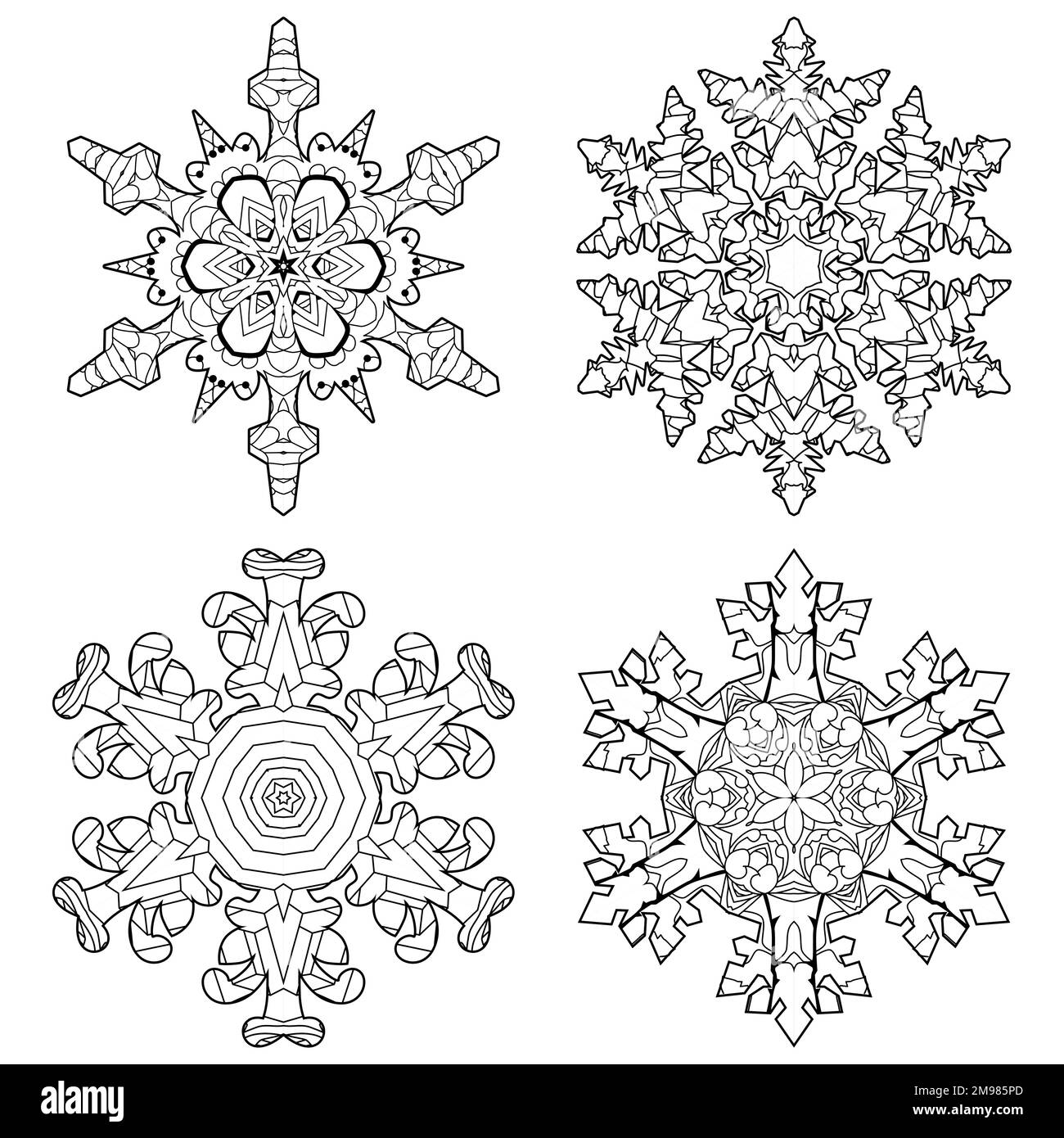 Snowflakes winter icon silhouette on white background for coloring ...