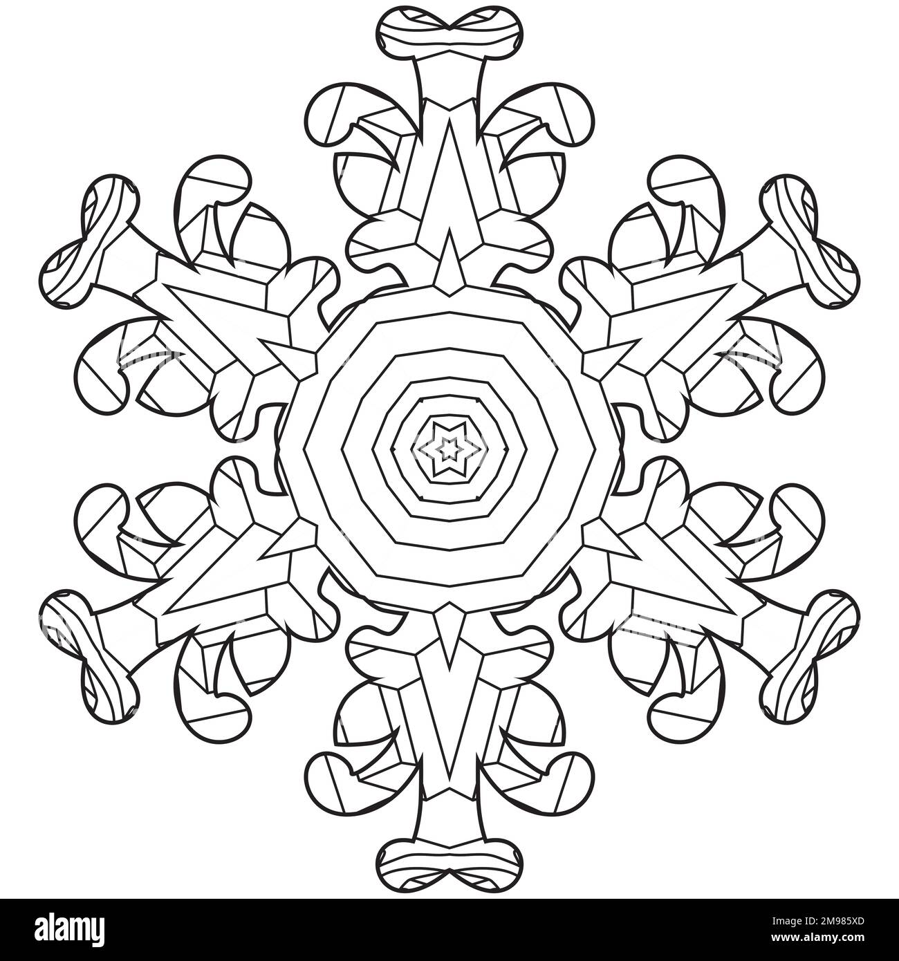Snowflake winter icon silhouette on white background for coloring Stock ...