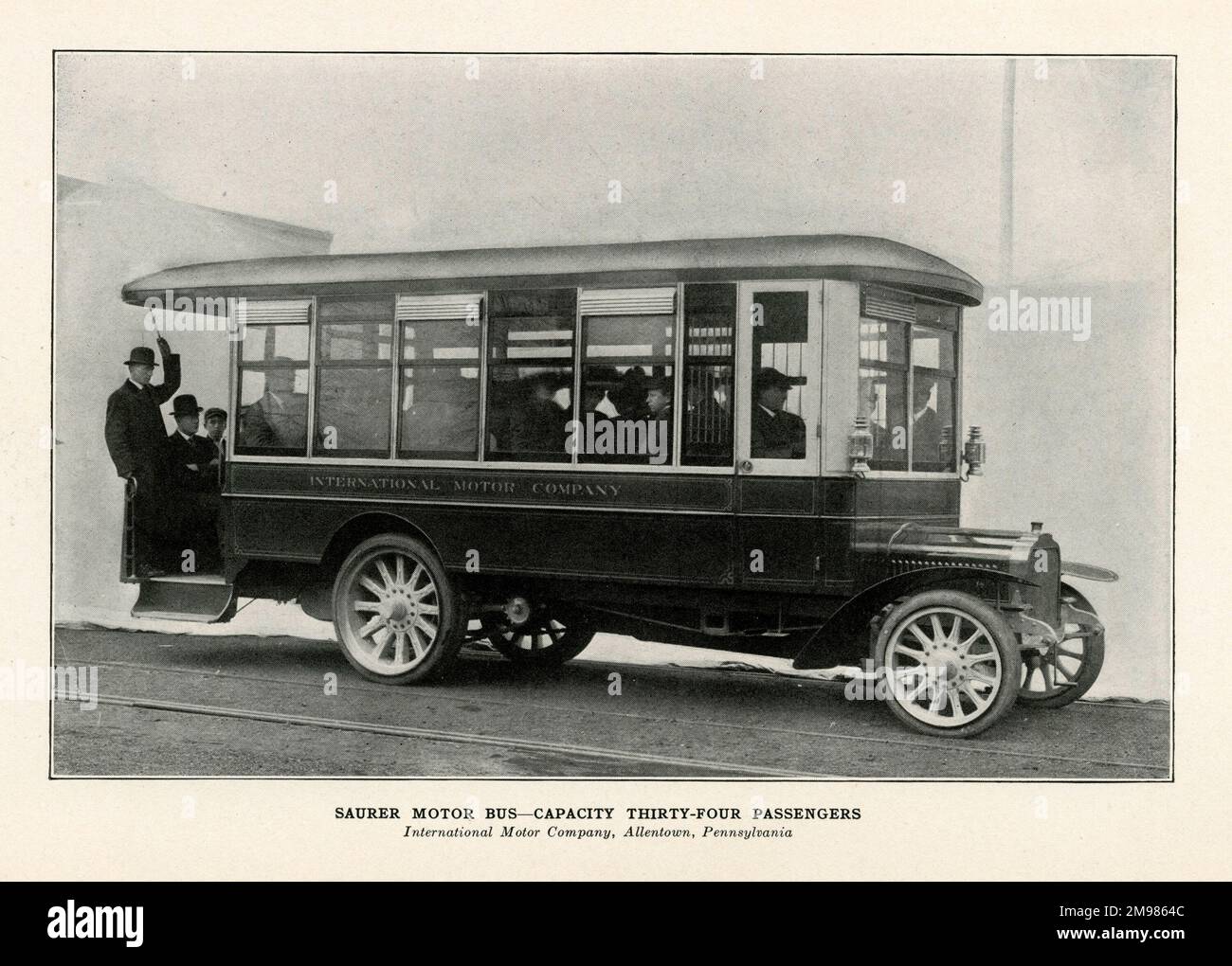 Saurer Motor Bus, capacity 34 passengers, International Motor Company, Allentown, Pennsylvania, USA. Stock Photo