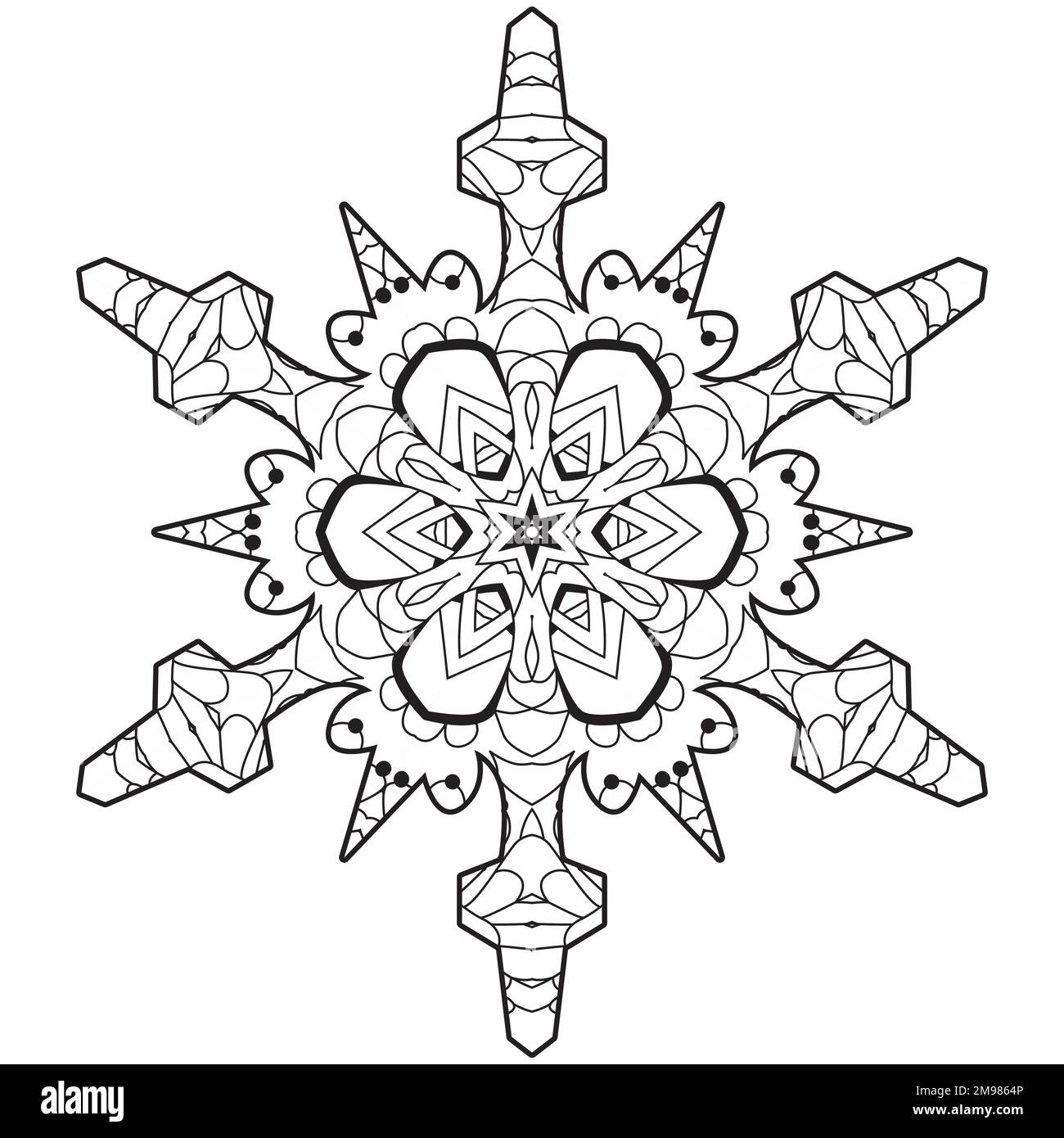Snowflake winter icon silhouette on white background for coloring Stock ...