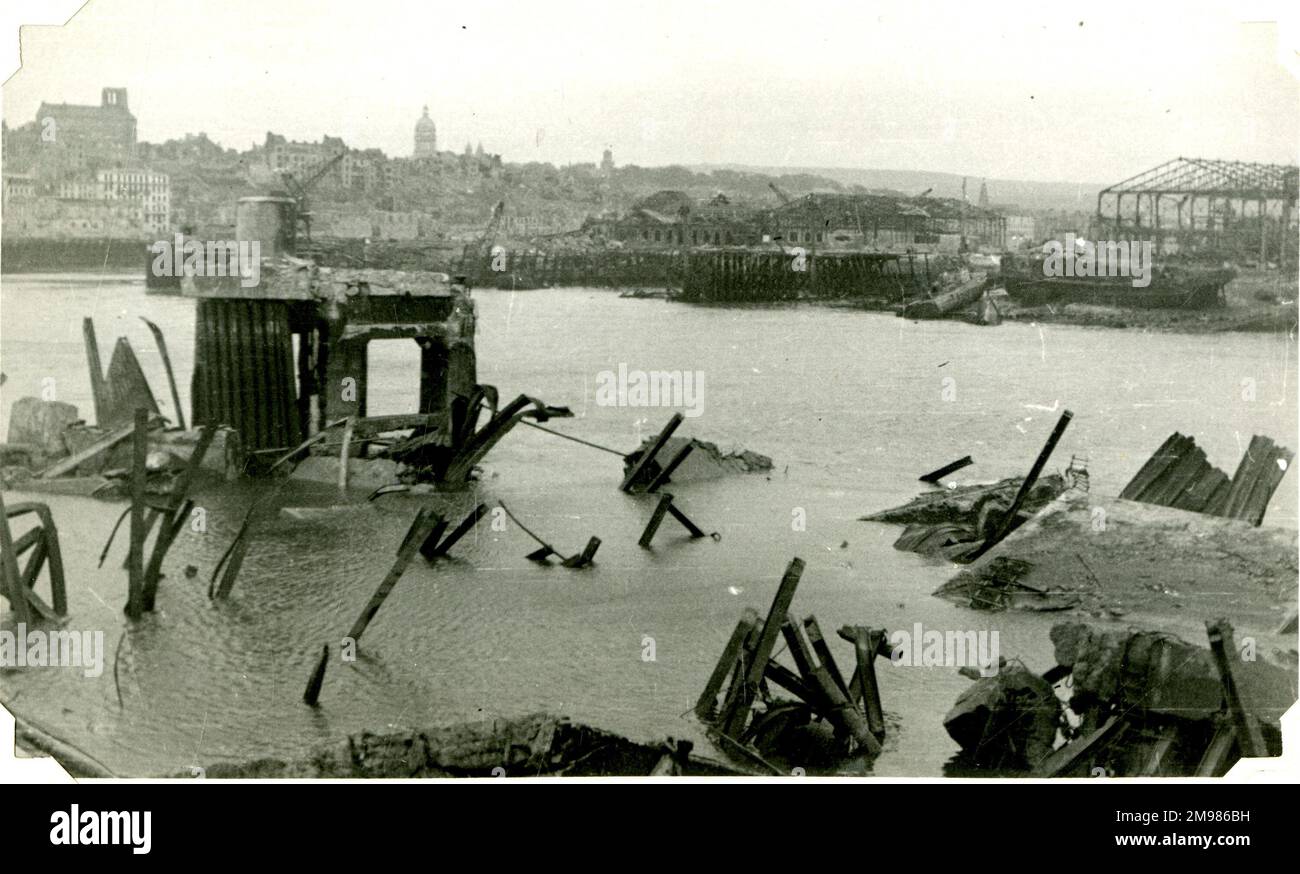 View of Channel Ports during WW2. Stock Photo