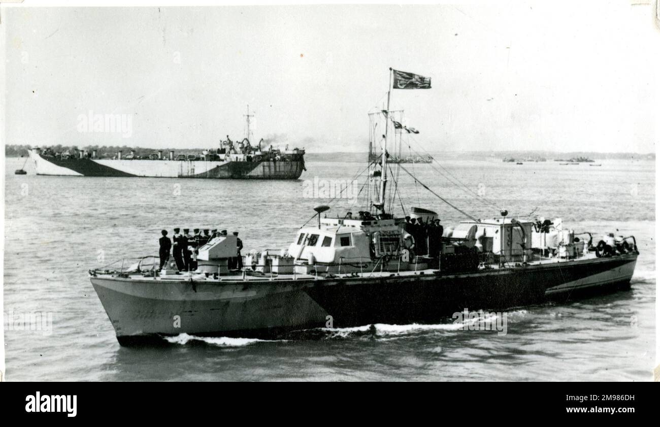 King George VI arriving to inspect D-Day Invasion Forces, WW2. Stock Photo