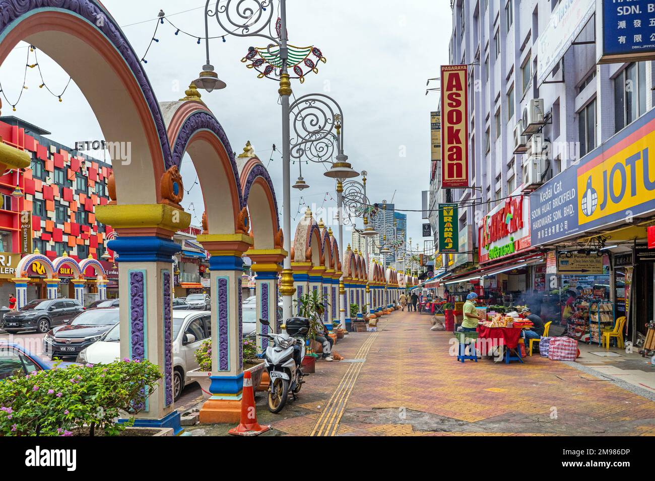 Kuala Lumpur, Malaysia - December 15th, 2022 - Vibrant Brickfields is home to Little India, a maze of textile shops and jewelry stores, restaurant Stock Photo