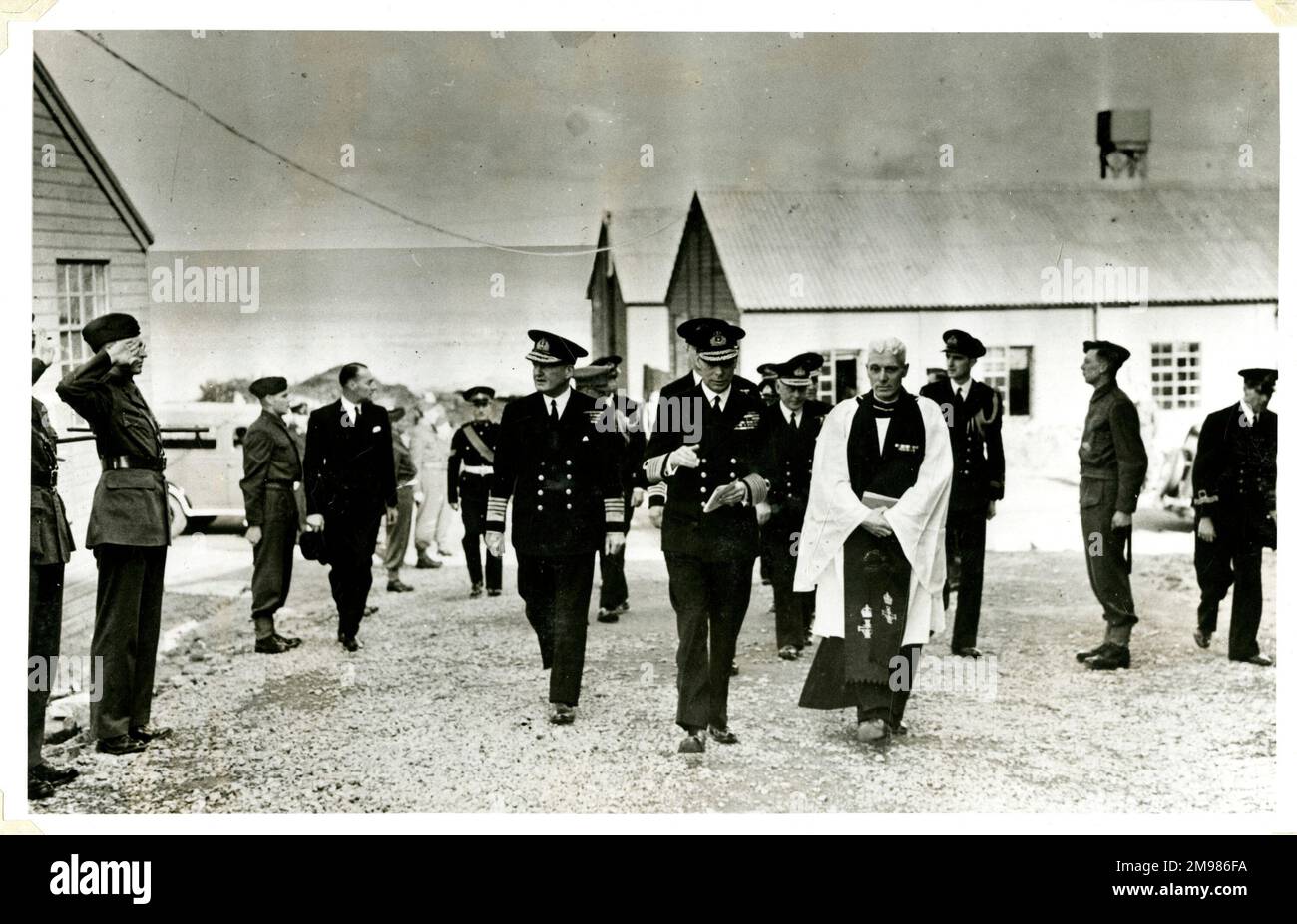 King George VI with Admiral Sir Bruce Fraser (1888-1981) at Scapa Flow, WW2. Stock Photo