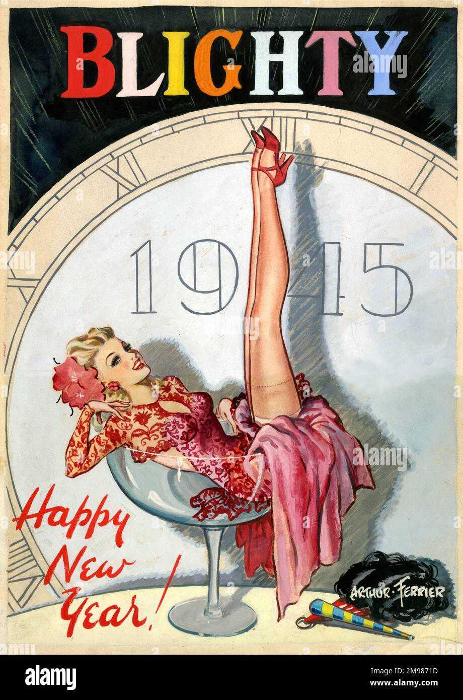 Blighty magazine cover, Christmas 1945 - Happy New Year! Stock Photo