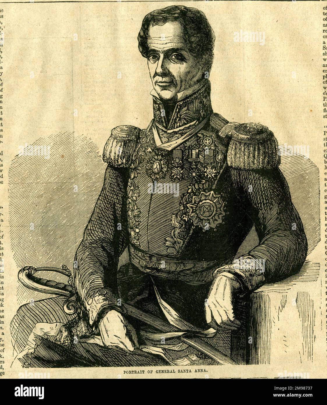 General Antonio Lopez de Santa Anna (1794-1876), 8th President of Mexico. After a successful political career he was overthrown in 1854 and lived most of his later years in exile. Stock Photo