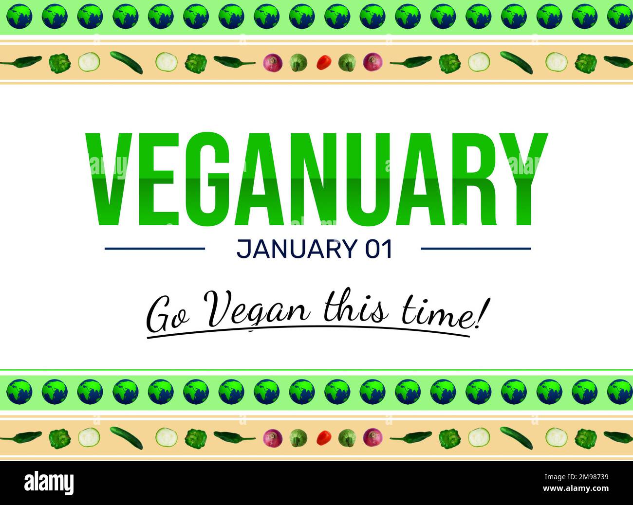 Veganuary day wallpaper with go vegan typography in a traditional style