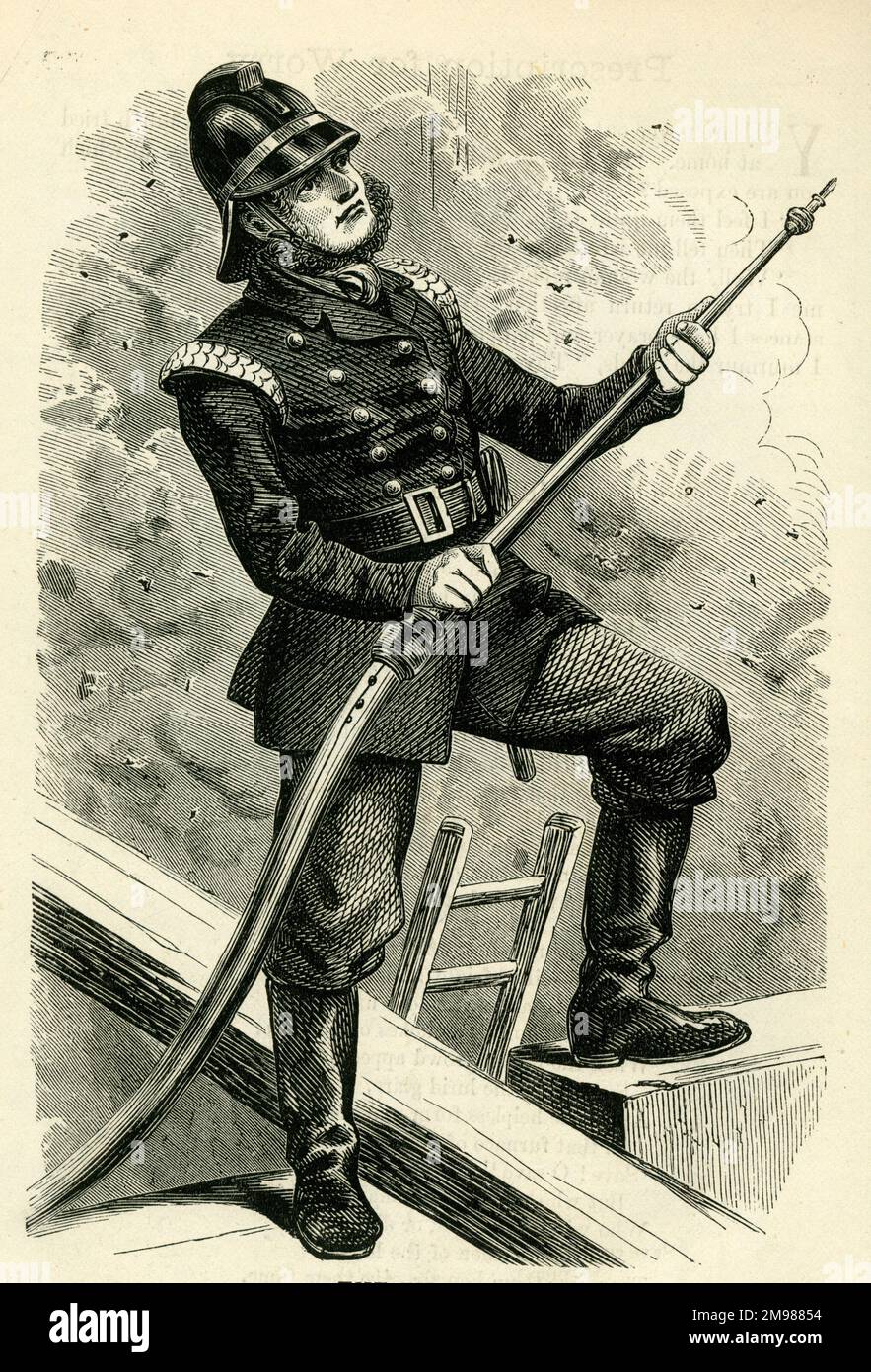 Occupations 1882 - The Fireman. Stock Photo