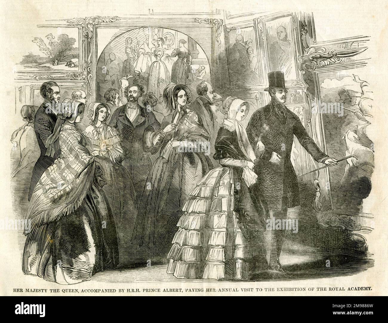 Queen Victoria and Prince Albert visiting the Royal Academy Exhibition in May 1847 Stock Photo