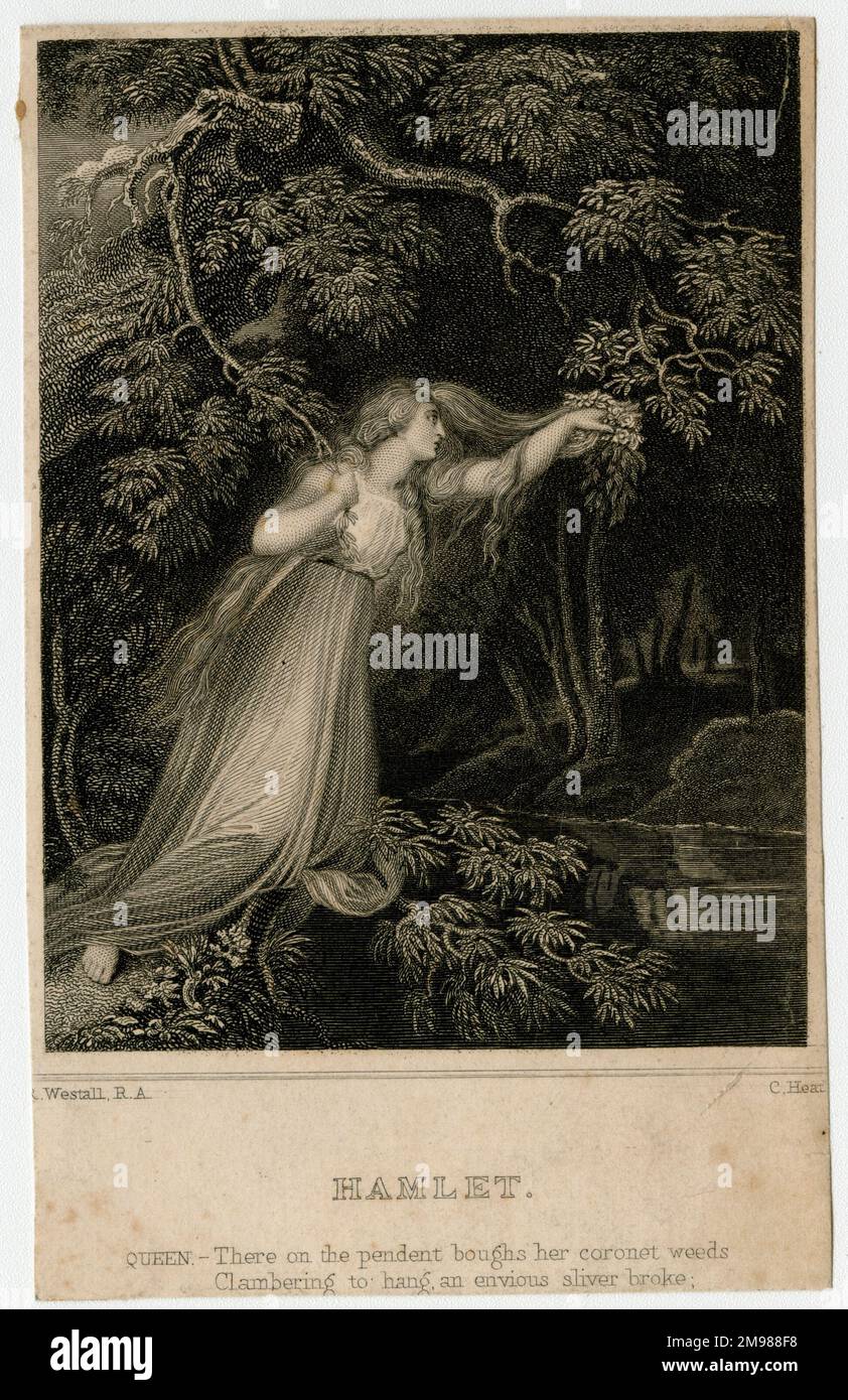 Shakespeare - Hamlet - Queen: There on the pendent boughs her coronet weeds Clambering to hang, an envious sliver broke (the death of Ophelia). Stock Photo