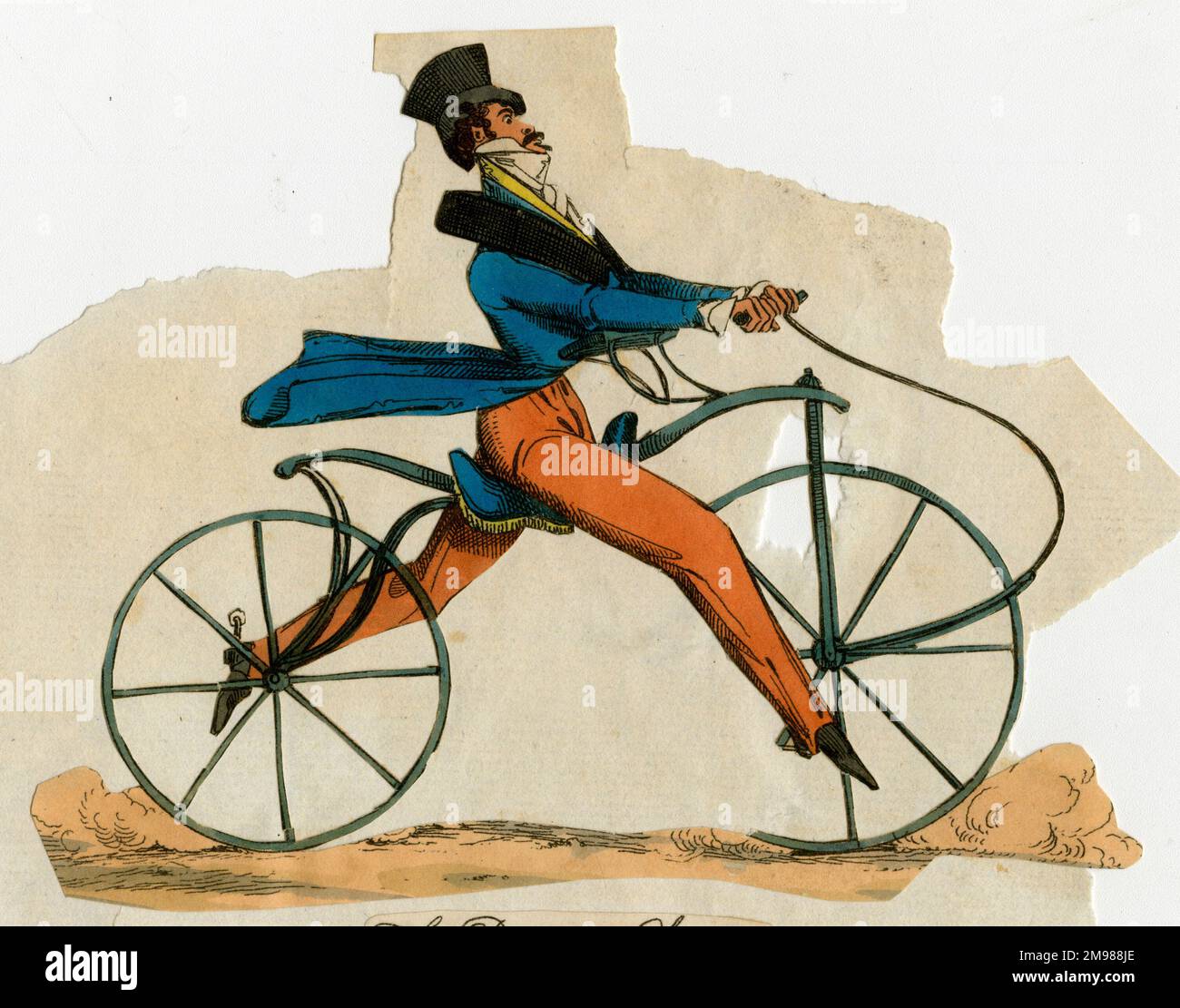 The Dandy Charger - man on a boneshaker bicycle. Stock Photo