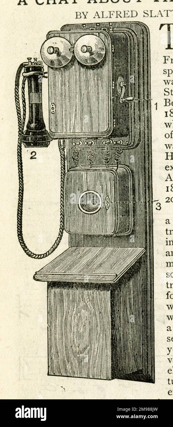 Telephone on a wall. Stock Photo