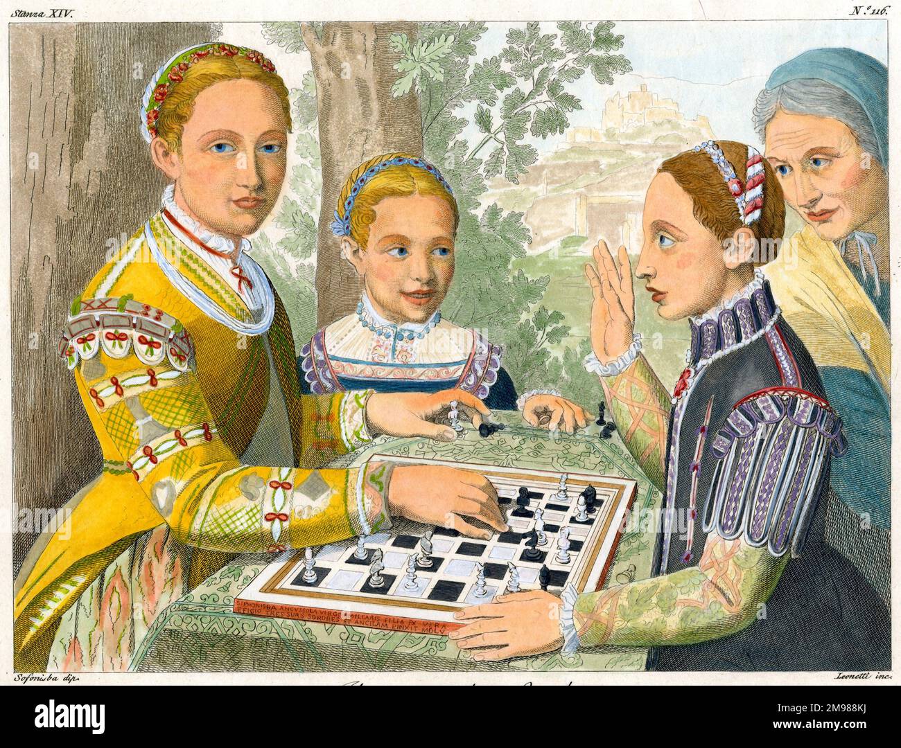 The Chess Game, Sofonisba Anguissola, on canvas, poster, wallpaper