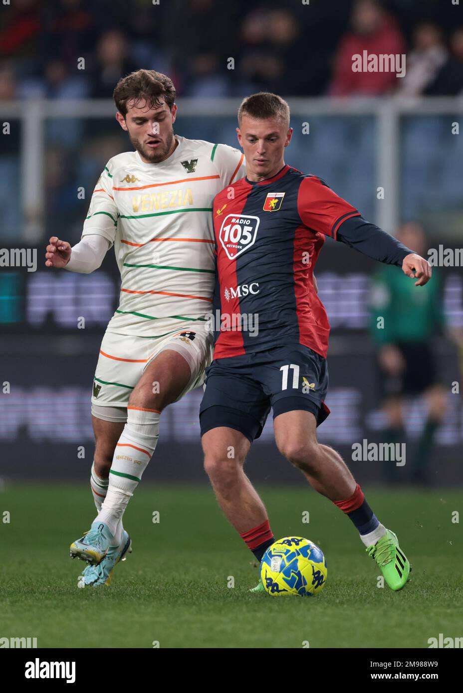 Genoa, Italy, 16th January 2023. George Puskas of Genoa CFC reacts during  the Serie B match at Luigi Ferraris, Genoa. Picture credit should read:  Jonathan Moscrop / Sportimage Stock Photo - Alamy