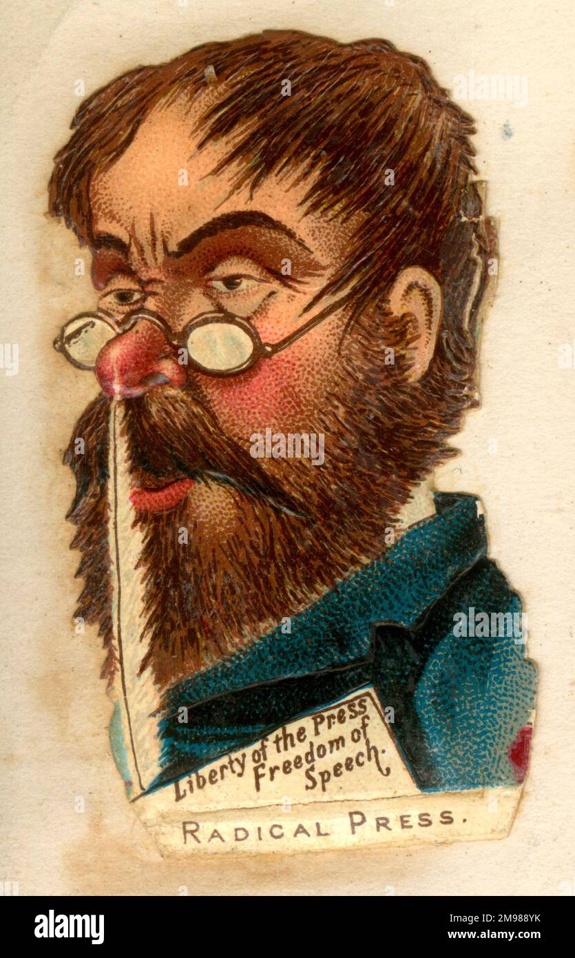 Victorian Scrap - Political Types - Liberty of the Press, Freedom of Speech - Radical Press. Stock Photo