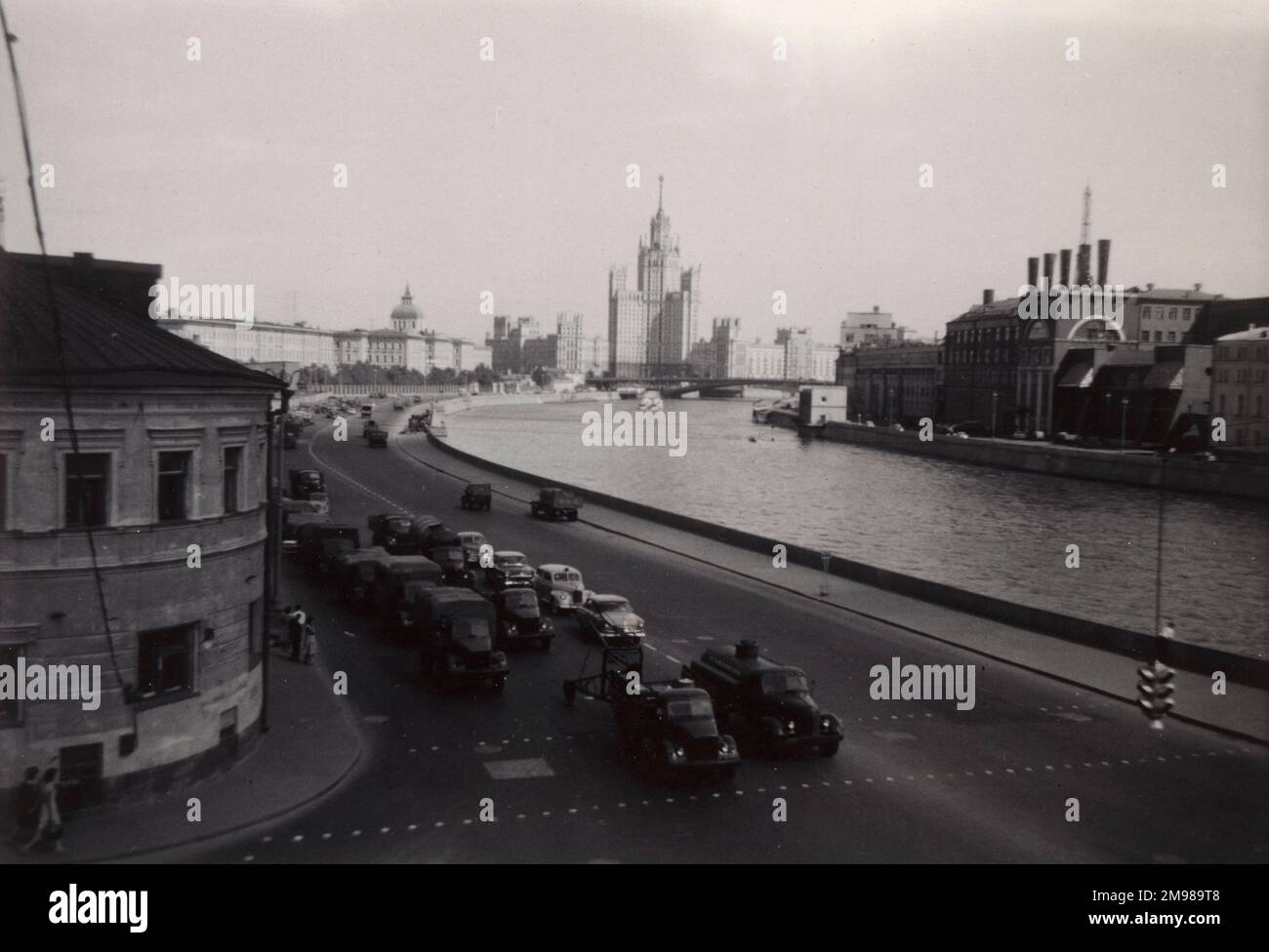 View of Moscow with Moskva River, USSR. Stock Photo