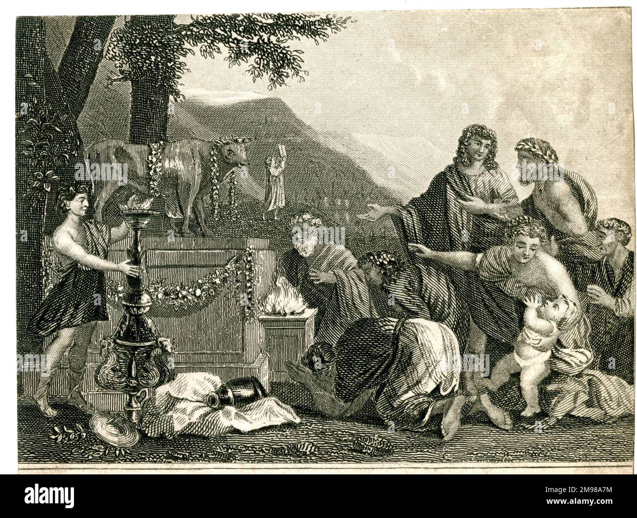 Biblical scene, The Golden Calf (Exodus). Stock Photo