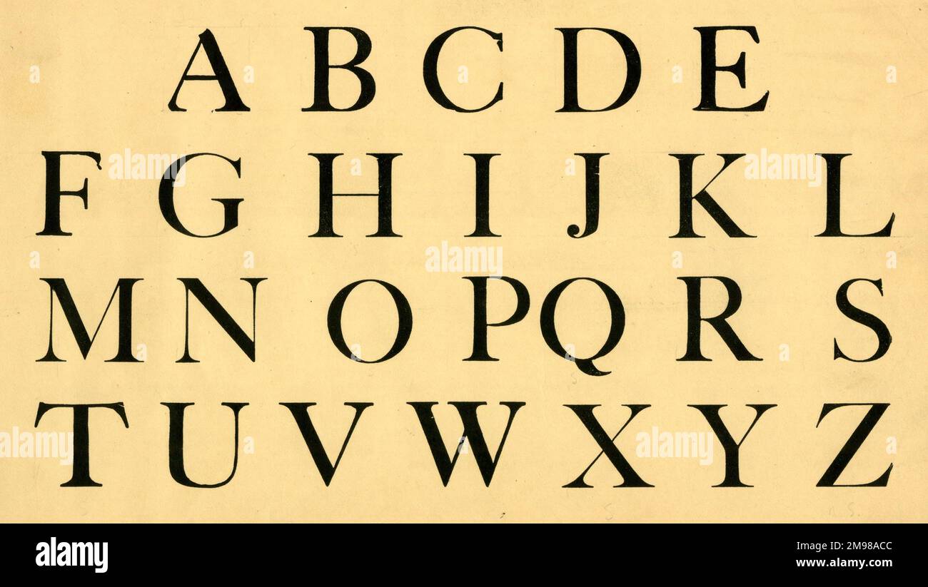 Roman alphabet, upper case A-Z. Stock Photo