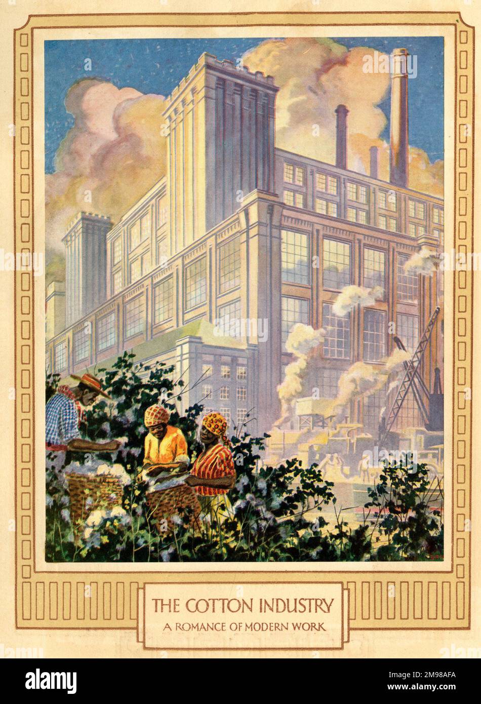 The Cotton Industry, a Romance of Modern Work trade design Stock