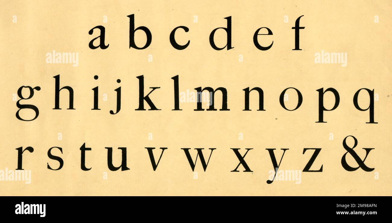Roman alphabet, lower case A-Z. Stock Photo