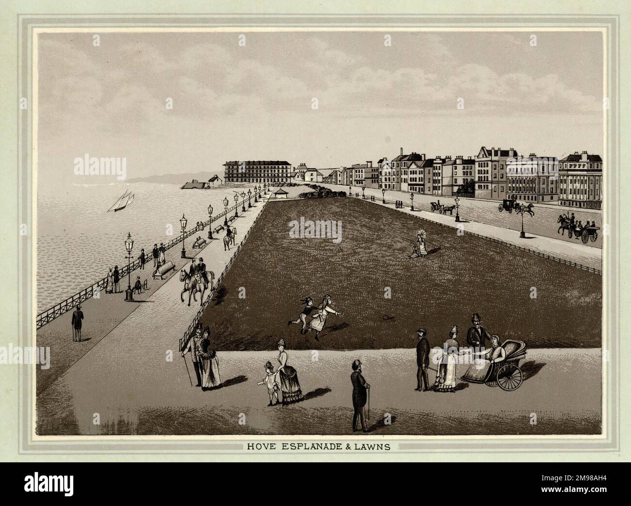Hove Esplanade & Lawns, Brighton, Sussex. Stock Photo