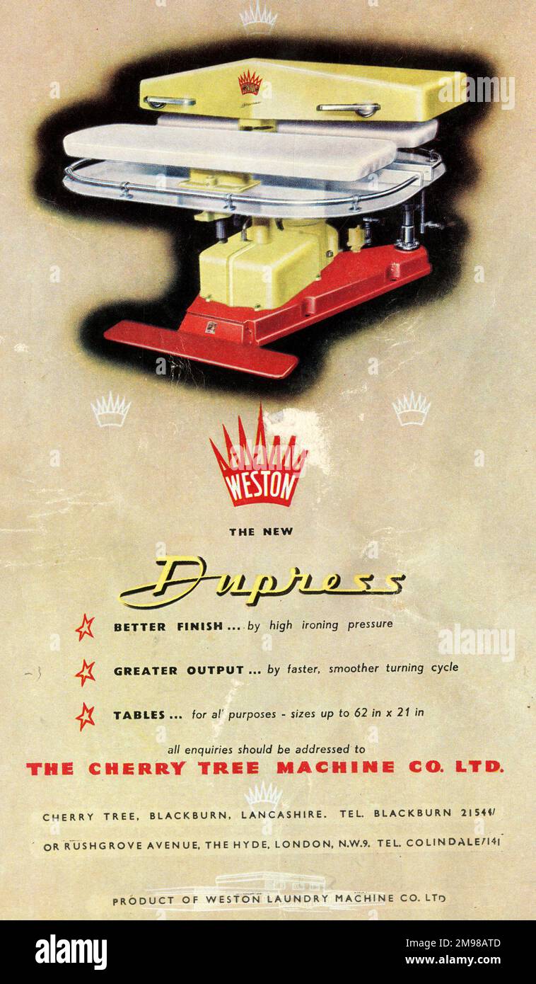Advertisement for Dupress Laundry Press. Stock Photo