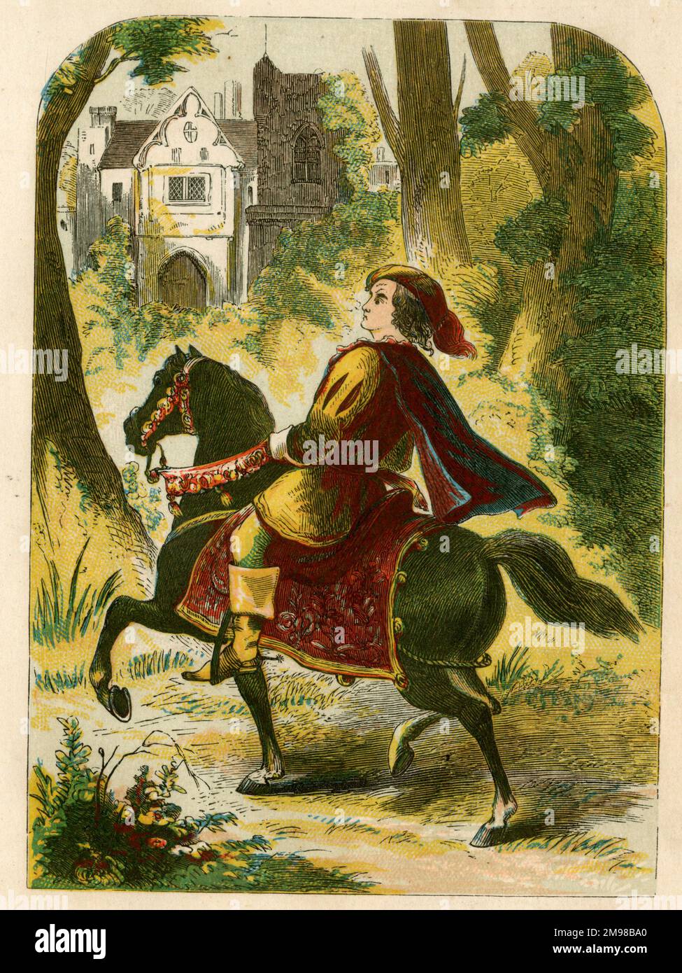Perkin Warbeck (c.1474-1499) takes refuge at Beaulieu Abbey in the New Forest. By claiming to be Richard of Shrewsbury, Duke of York (the younger of the two Princes in the Tower), he was a threat to the Tudor monarchy under Henry VII. Stock Photo
