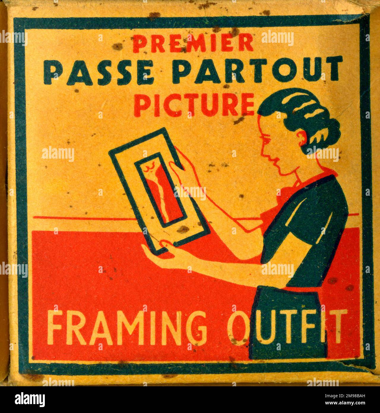 Box cover design, Passe Partout Picture Framing Outfit. Stock Photo
