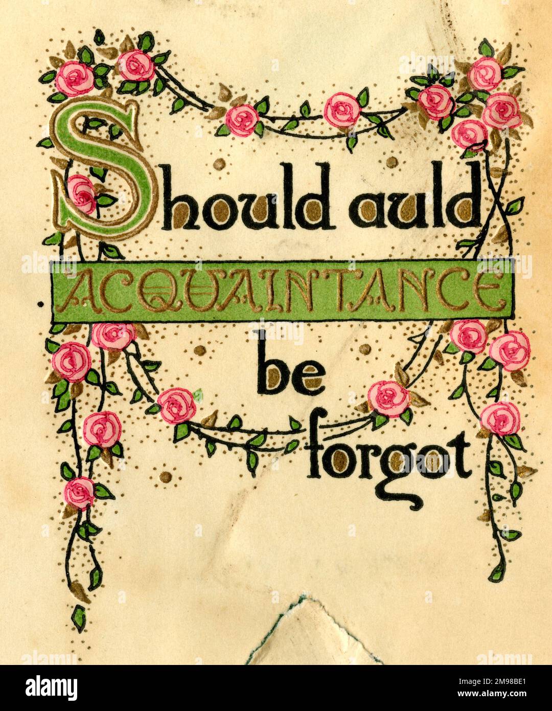 New year card should auld acquaintance be forgot stock photo alamy