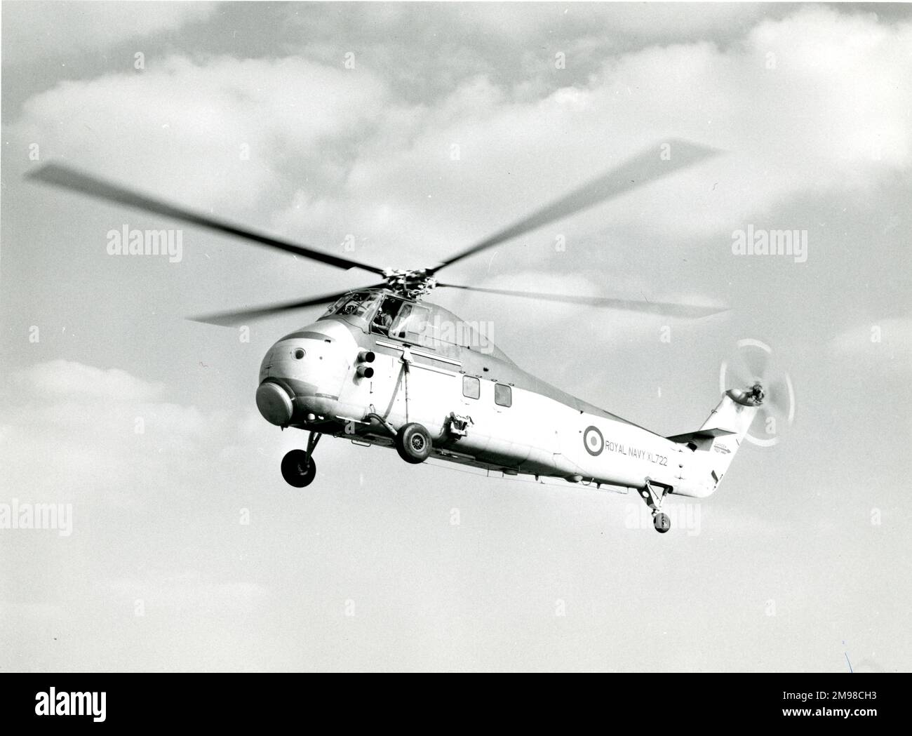 Sikorsky-built S-58, XL722, re-engined by Westland with a Napier Gazelle turboshaft replacing the radial piston engine. June 1957. Stock Photo
