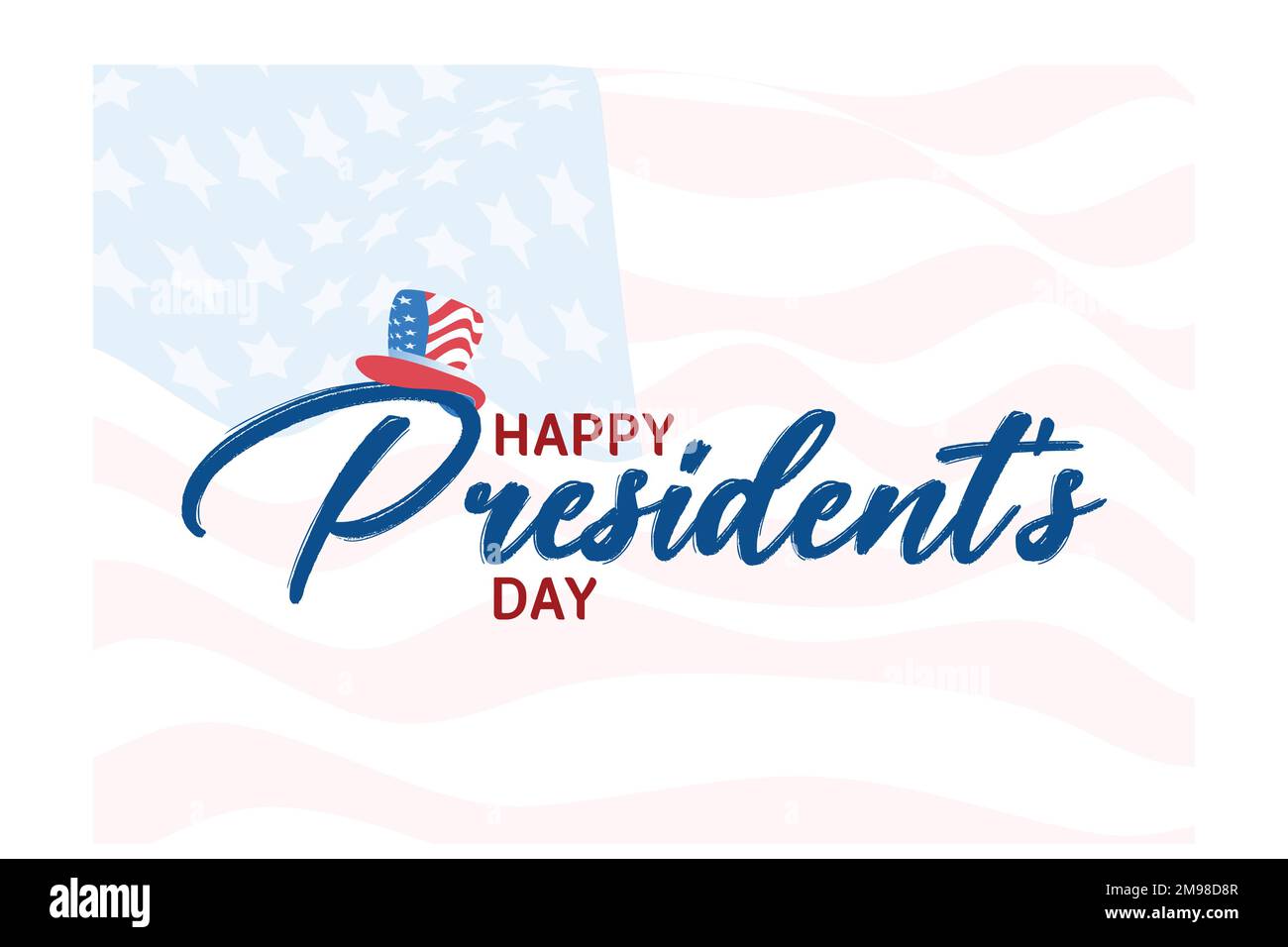 Happy President's day design background with uncle Sam hat. Handwritten lettering, flat vector modern illustration Stock Vector