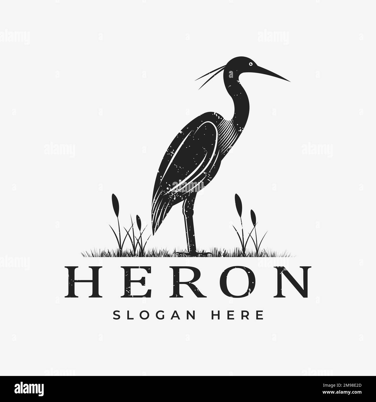 Heron bird Stork silhouette design logo, design template Stock Vector