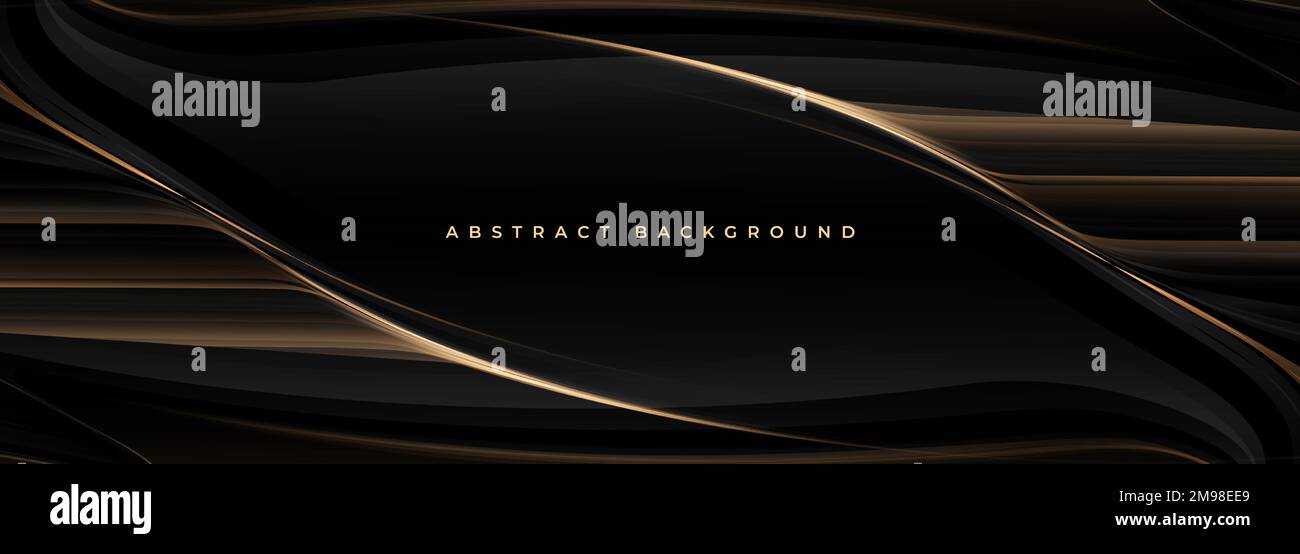 Elegant black and gold wide luxury abstract background with golden ...
