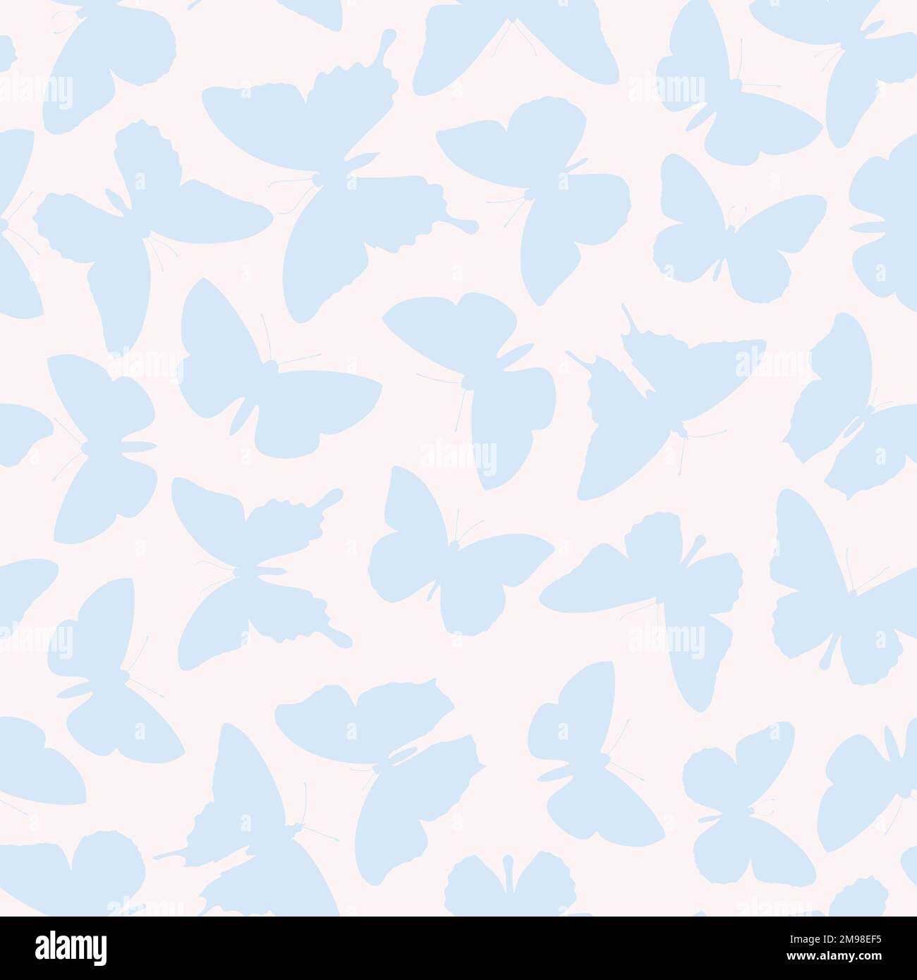 Pattern of blue butterflies on a milky background in a flat style for ...
