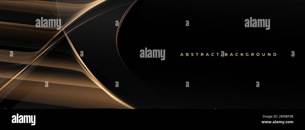 Elegant black and gold wide abstract luxury background with golden ...