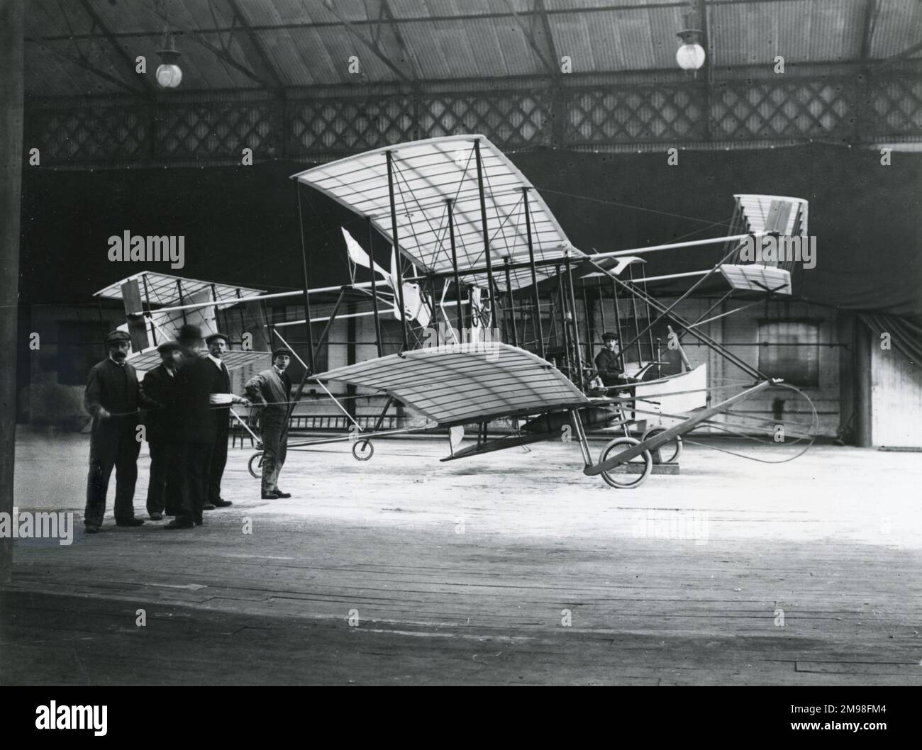The completed Maxim 1910 biplane at Crayford, Kent. Stock Photo
