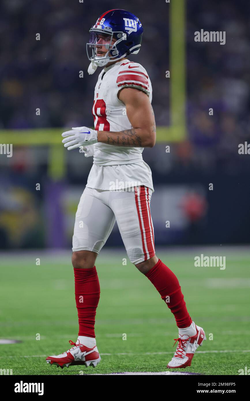 New York Giants wide receiver Isaiah Hodgins (18) in action during the