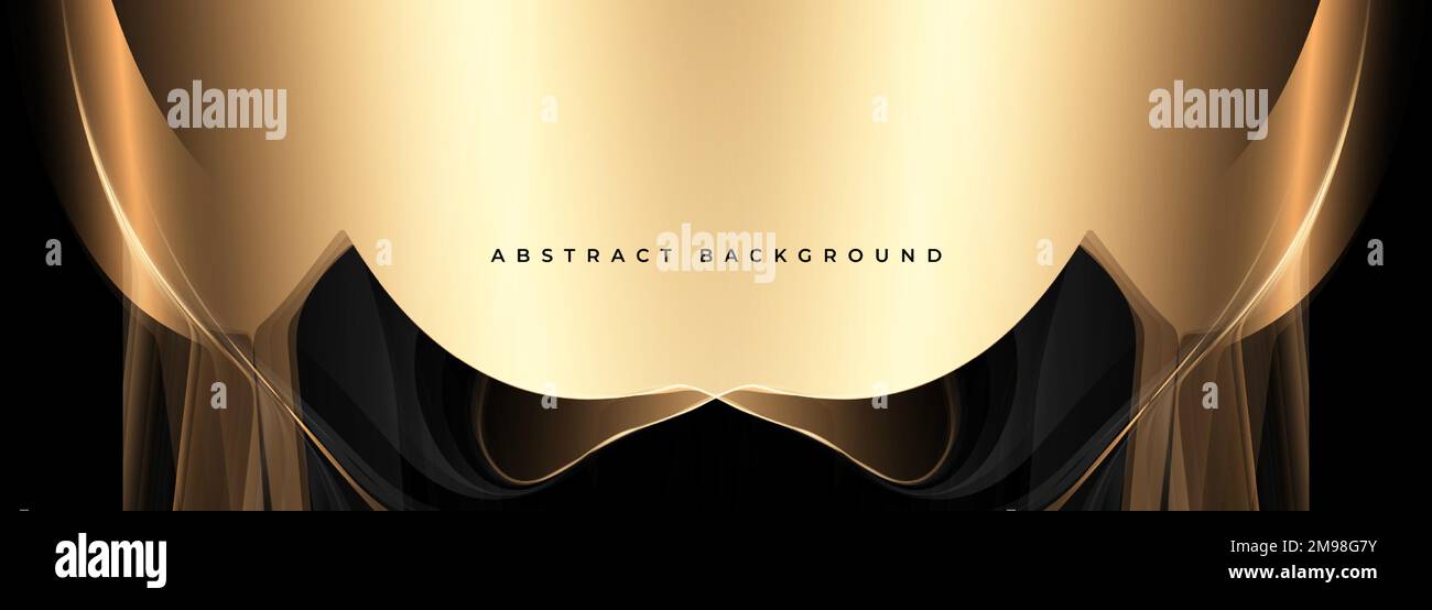 Luxury black and gold wide 3d abstract background. Vector illustration ...