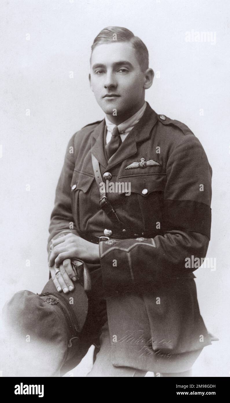 Studio photo, young man in Royal Flying Corps uniform. He is Harold Auerbach (1897-1975), who had recently qualified as an RFC officer. Stock Photo