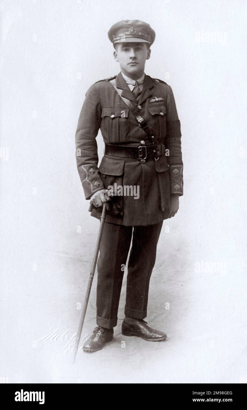 Studio photo, young man in Royal Flying Corps uniform, September 1918. He is Harold Auerbach (1897-1975). Stock Photo