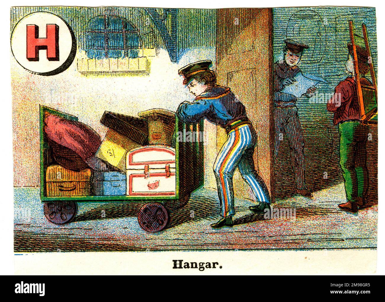 French Railway Alphabet - H for Hangar (storage shed). Stock Photo