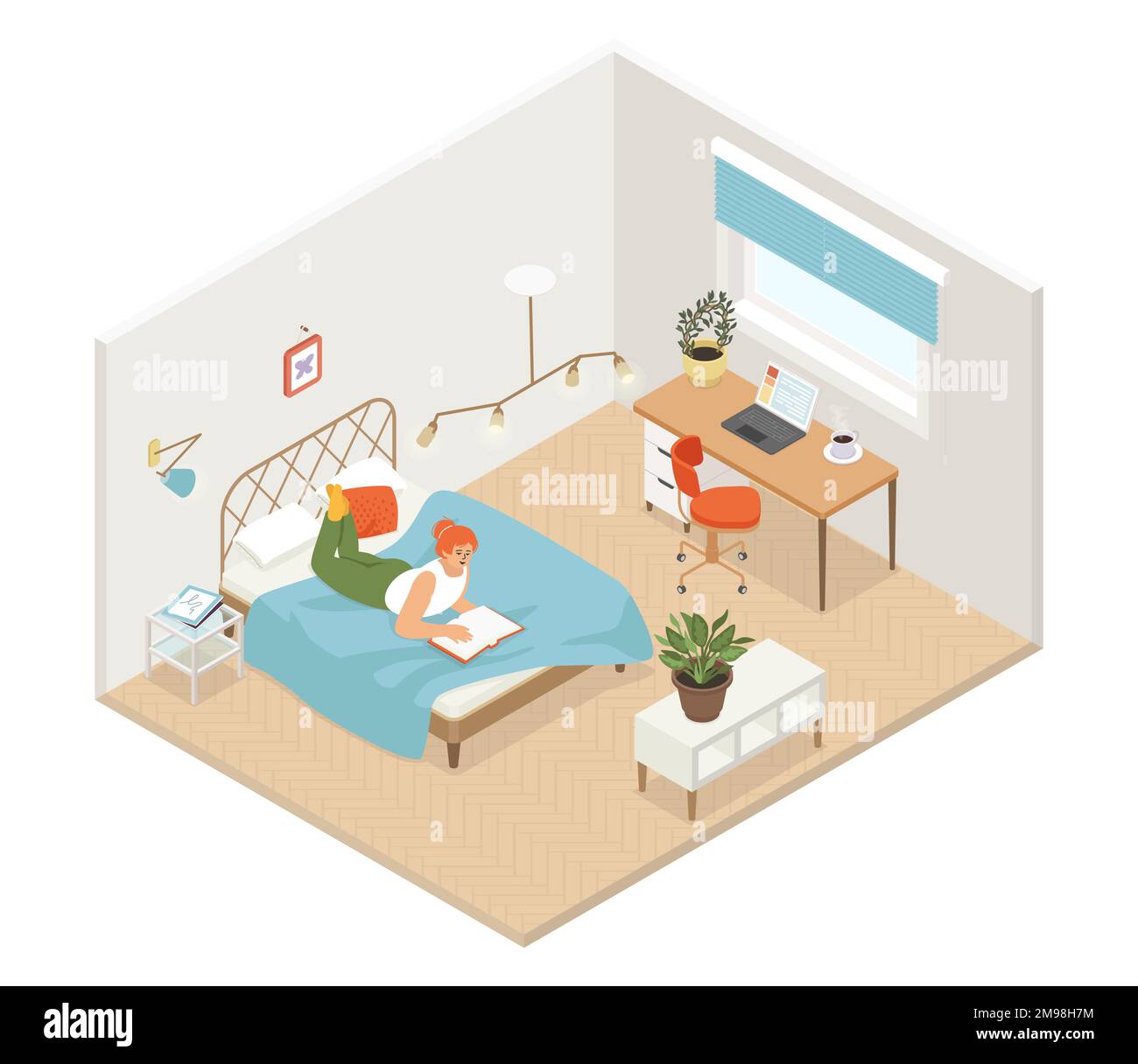 Modern teenager room - vector colorful isometric illustration Stock ...