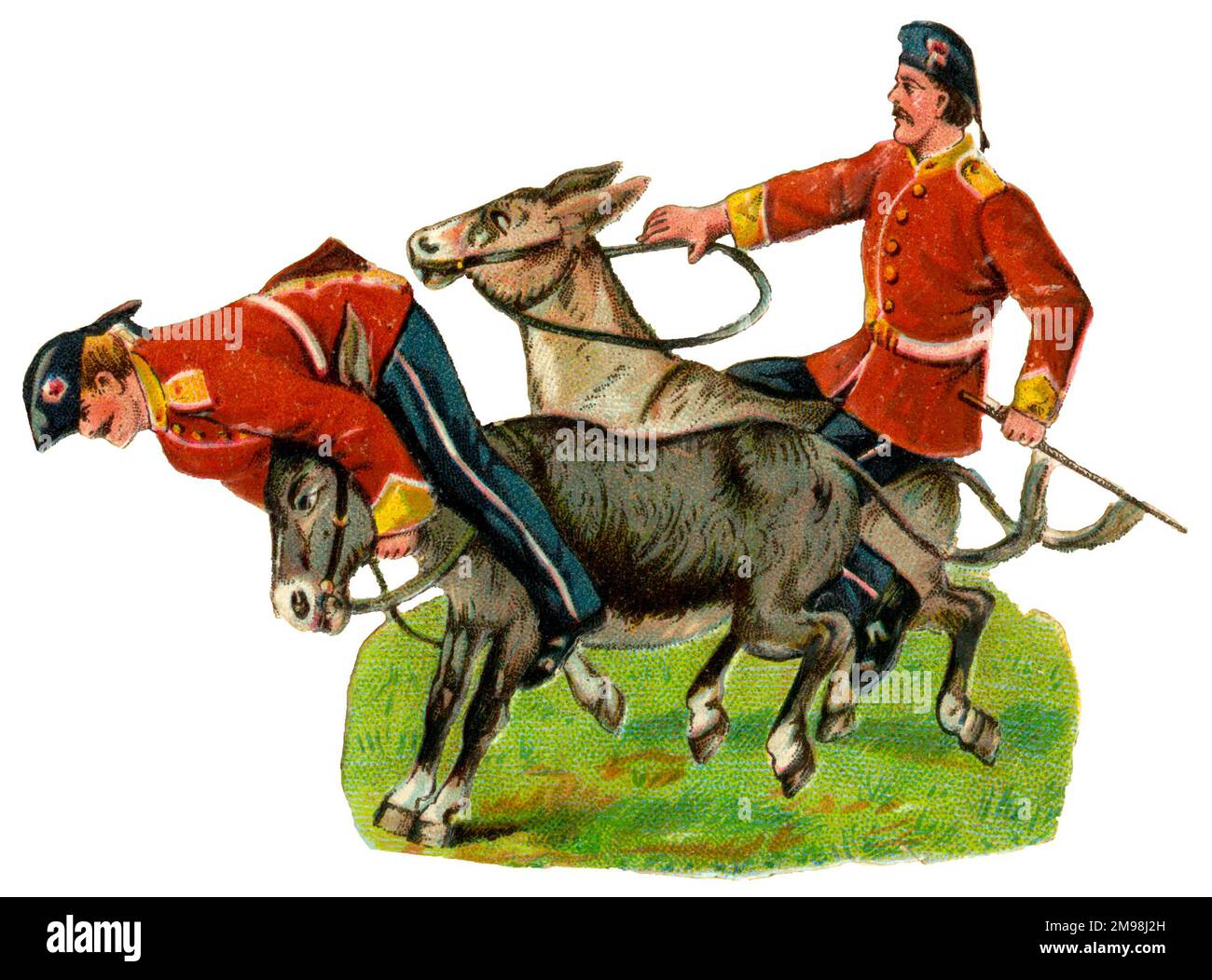 Victorian Scrap - Army Donkey Race. Stock Photo